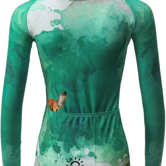 Mysenlan Women's Cycling Long Sleeve Breathable Jersey Green Nature Graphic XL - Picture 3 of 13